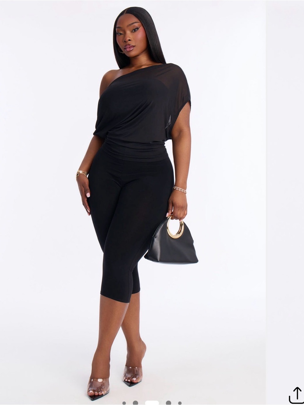 Fashion Nova Black One-Shoulder Capri Jumpsuit